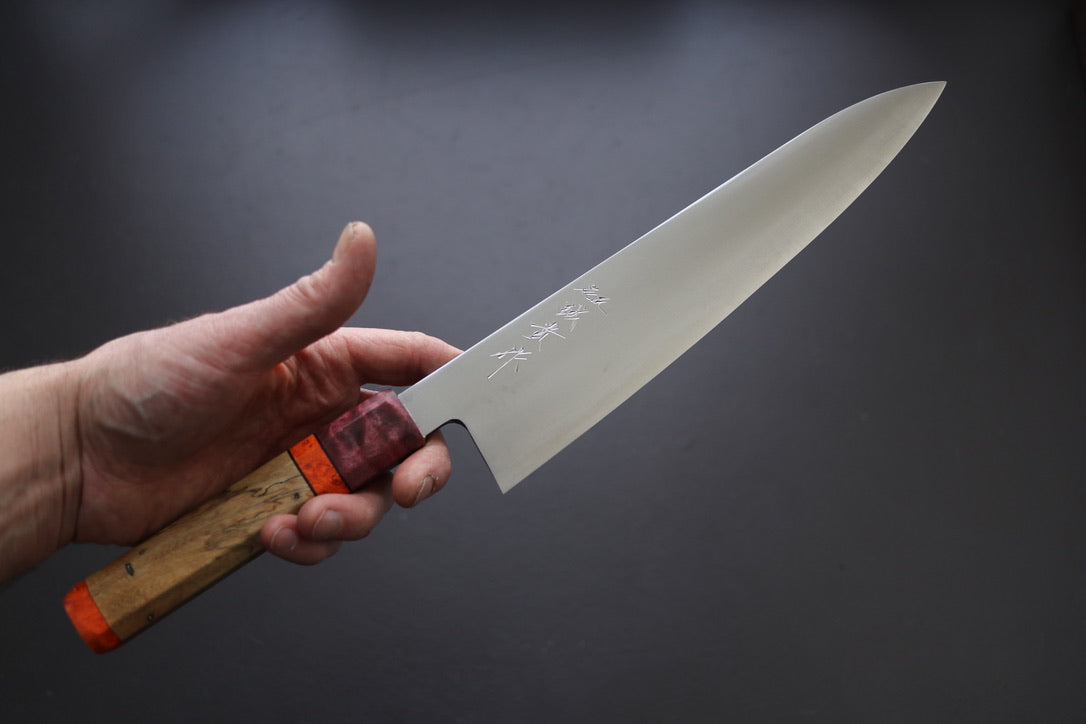 Shigeki Tanaka Migaki Aogami#2 Gyuto 240mm w/Custom Handle - Thecooksedges