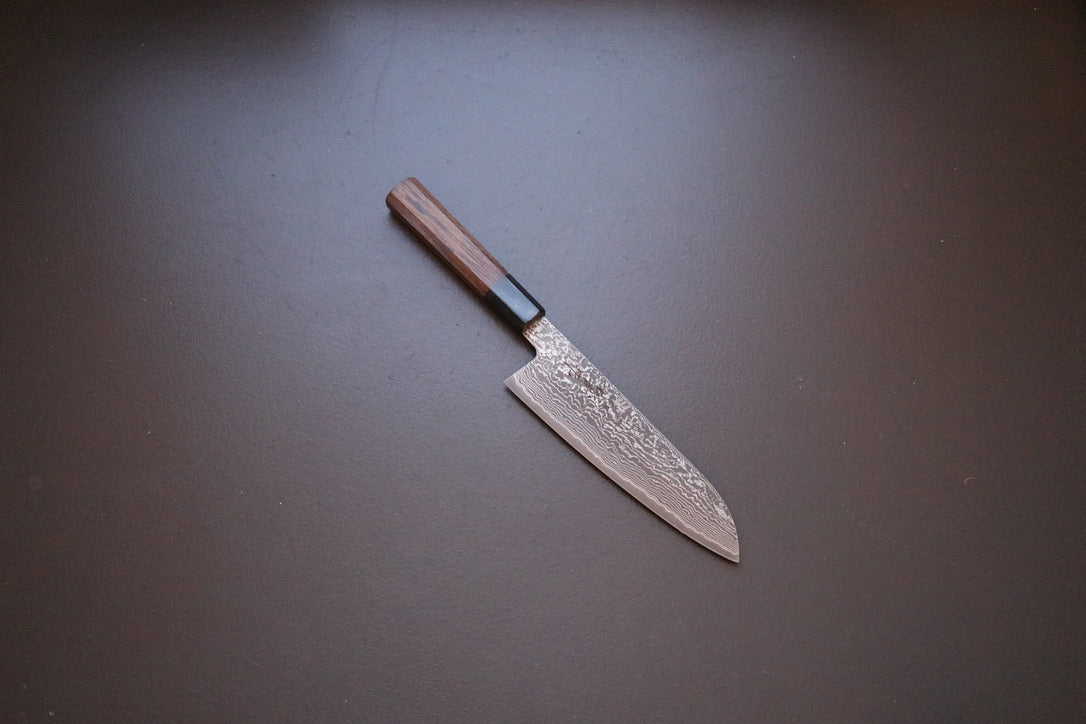 Shigeki Tanaka R2 Damascus Santoku 210mm - Thecooksedges