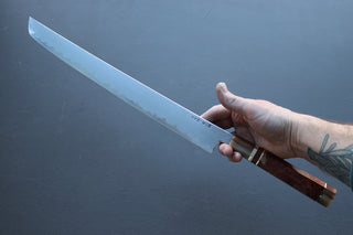 Nakagawa x Myojin Blue1 Damascus Sakimaru Sujihiki 390mm - Thecooksedges