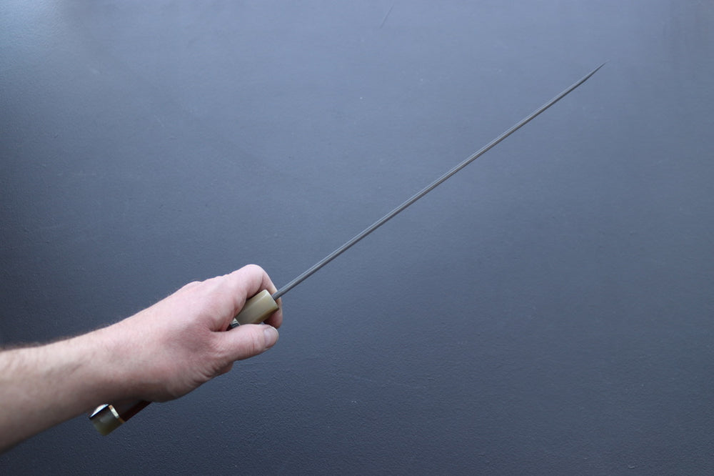 Nigara Hamono Silver3 Kurozome Sakimaru Yanagiba 330mm - Thecooksedges