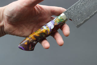 Shigeki Tanaka R2 Damascus Nakiri 170mm w/Custom Western Acrylic - Thecooksedges