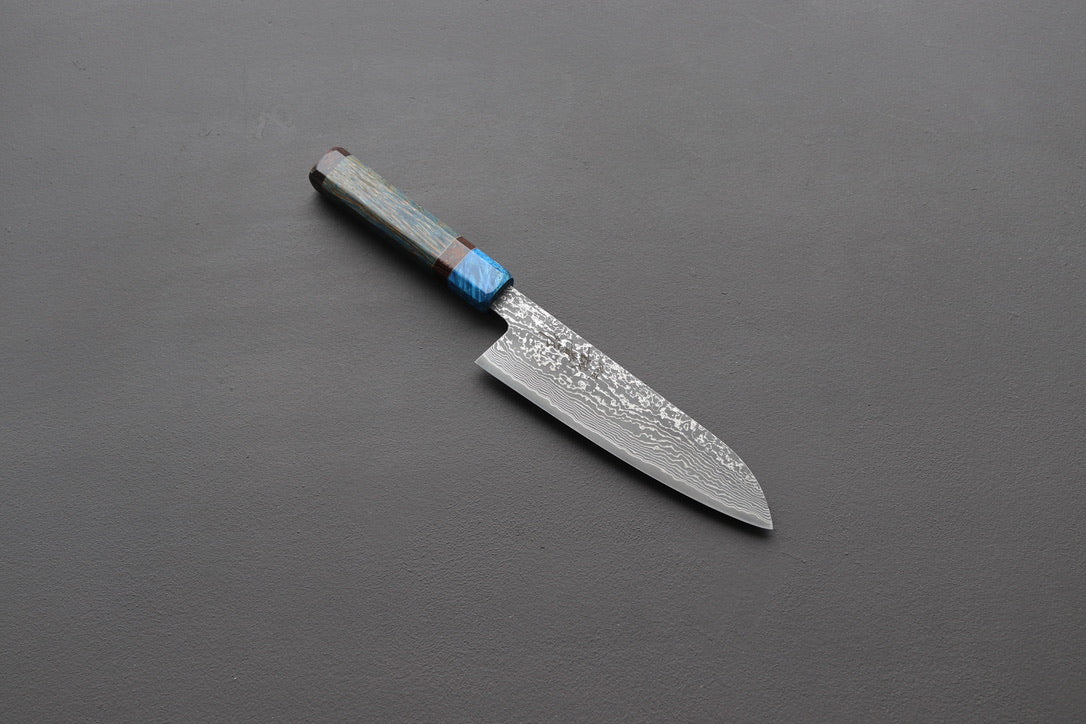 Shigeki Tanaka R2 Damascus Santoku 180mm w/Custom Handle - Thecooksedges