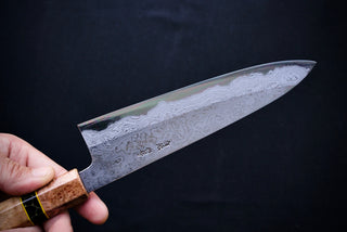 Yoshikazu Tanaka White#1 Damascus Gyuto 210mm w/Curly Maple Handle - Thecooksedges