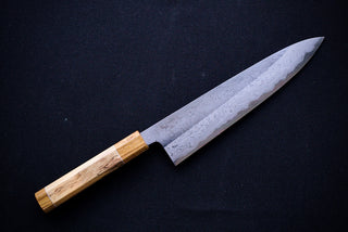 Yoshikazu Tanaka White#1 Damascus Gyuto 240mm w/Spalted Maple Handle - Thecooksedges