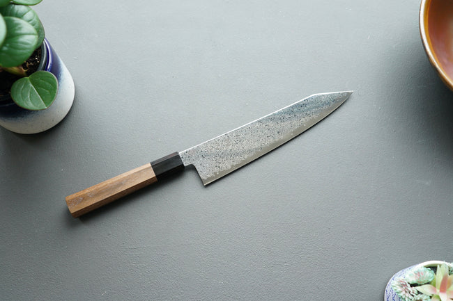 Hatsukokoro Sunaarashi Kurozome Damascus Kiritsuke Gyuto 210mm - Thecooksedges