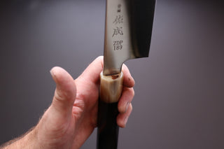 Sukenari ZDP189 Migaki Gyuto 240mm w/Ebony Handle - Thecooksedges