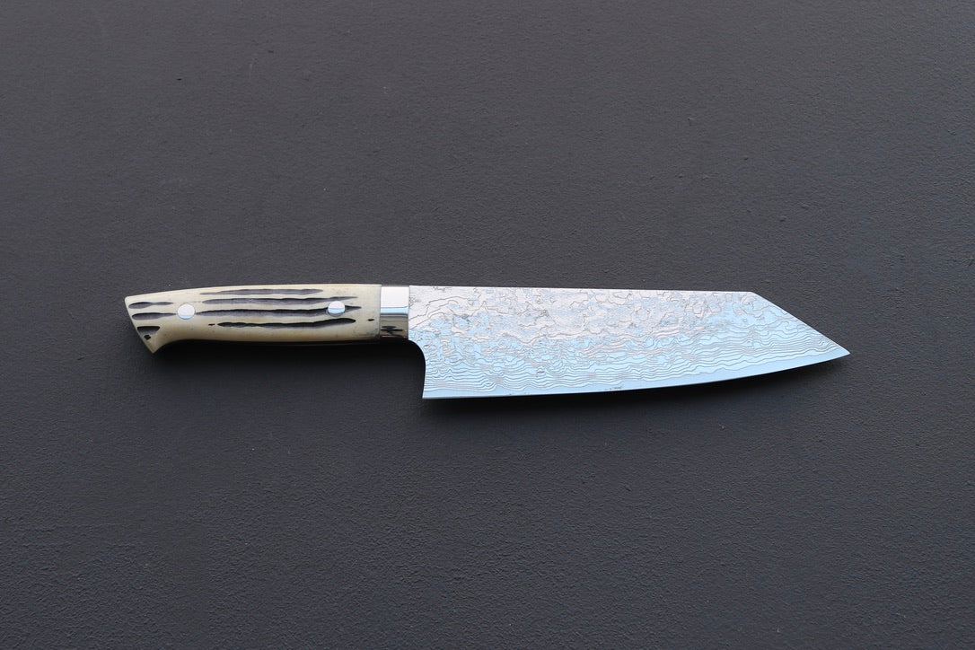 Takeshi Saji R2 Damascus Mirror Finish Bunka 180mm - Thecooksedges