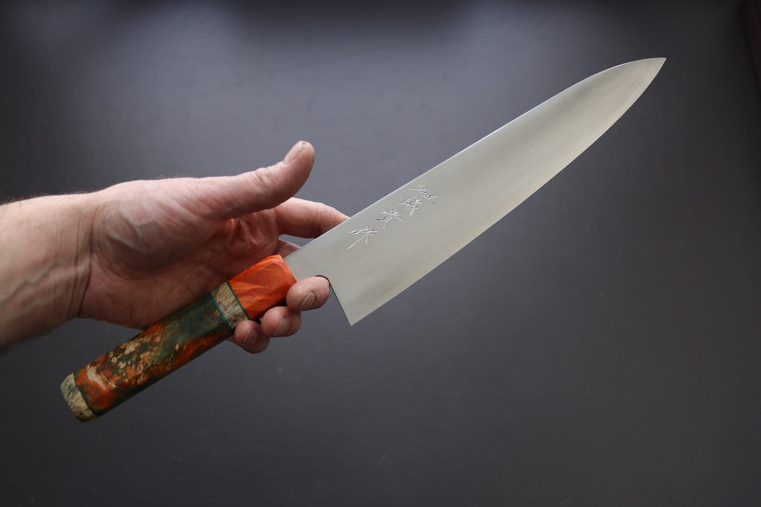 Shigeki Tanaka Migaki Aogami#2 Gyuto 240mm w/Custom Handle - Thecooksedges