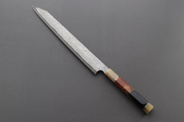 Nigara Hamono Anmon Kurozome Left Handed Kiritsuke Yanagiba 330mm - Thecooksedges