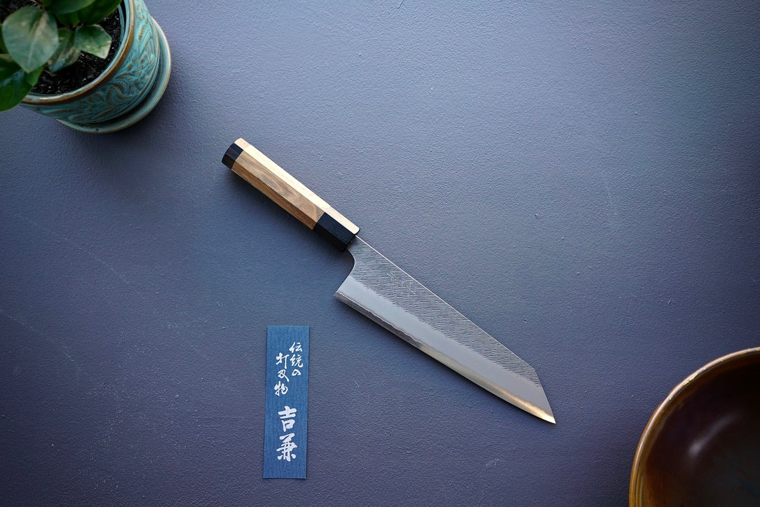 Yoshikane White #2 Kurouchi Tuschime Kiristuke Gyuto 210mm - Thecooksedges