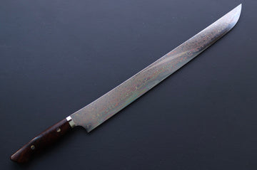 Nigara Hamono Rainbow Damascus Sakimaru Sujihiki 450mm - Thecooksedges