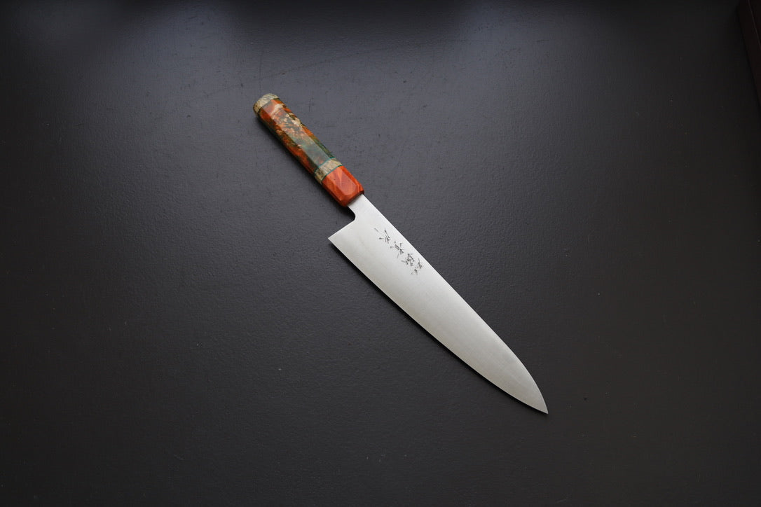 Shigeki Tanaka Migaki Aogami#2 Gyuto 240mm w/Custom Handle - Thecooksedges