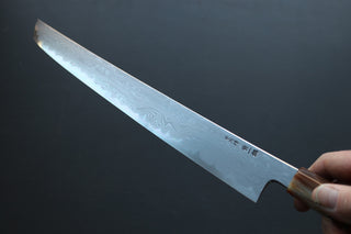 Nakagawa x Myojin Blue1 Damascus Sakimaru Sujihiki 390mm - Thecooksedges