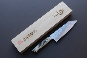 Takeshi Saji R2 Damascus Mirror Finish Bunka 180mm - Thecooksedges