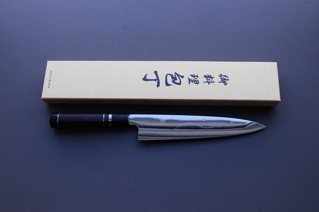 Yoshikazu Ikeda White#1 Mirror Finished Namiukashi/Fujisan/Moon Mizu Honyaki Gyuto 240mm - Thecooksedges