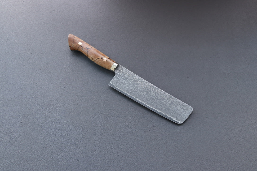 Shigeki Tanaka R2 Damascus Nakiri 165mm Western Handle - Thecooksedges