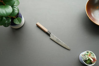 Hatsukokoro Sunaarashi Kurozome Damascus Petty 150mm - Thecooksedges