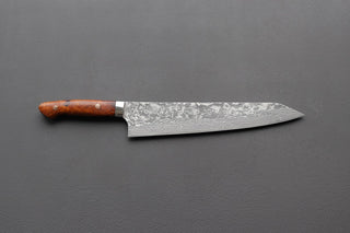 Takeshi Saji R2 Damascus Kiritsuke 270mm w/Ironwood Handle - Thecooksedges