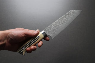 Takeshi Saji R2 Damascus Bunka 180mm Staghorn Handle - Thecooksedges