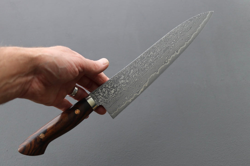 Shigeki Tanaka R2 Damascus Gyuto 240mm Western Ironwood - Thecooksedges