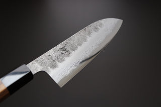 Hatsukokoro Inazuma AS Damascus Santoku 170mm - Thecooksedges