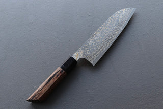 Takeshi Saji VG10 Damascus Santoku 165mm - Thecooksedges