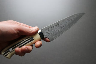 Takeshi Saji R2 Damascus Gyuto 180mm Staghorn Handle - Thecooksedges