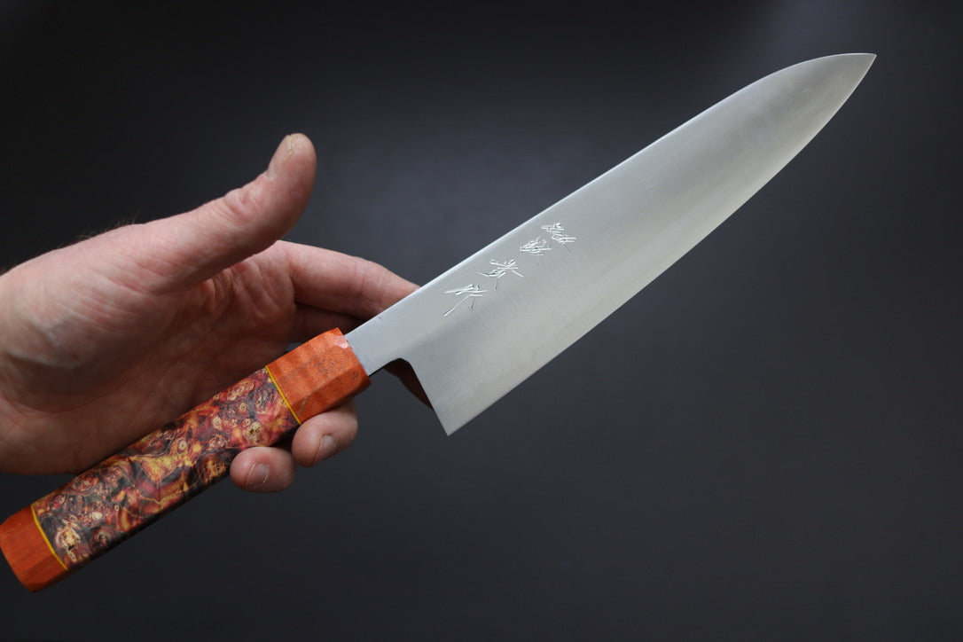 Shigeki Tanaka Migaki Aogami#2 Gyuto 210mm w/Custom Handle - Thecooksedges
