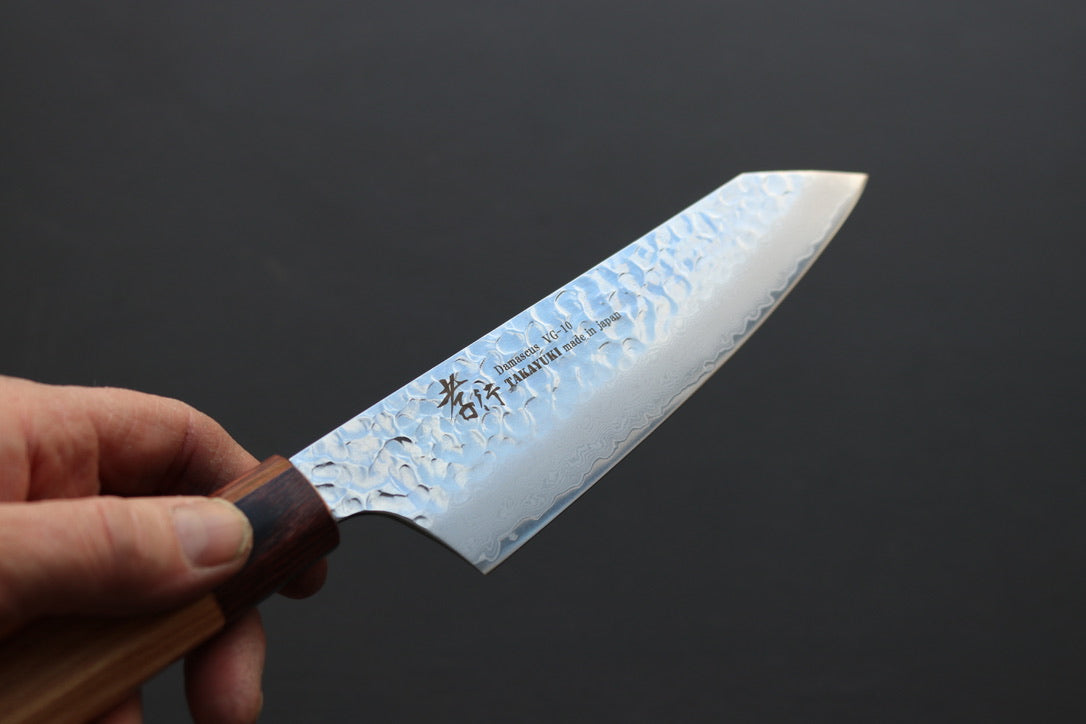 Sakai Takayuki 33 Layer Damascus Wa Kengata Santoku 170mm - Thecooksedges