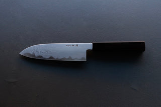 Nakagawa x Myojin Blue #1 Damascus Santoku 180mm - Thecooksedges