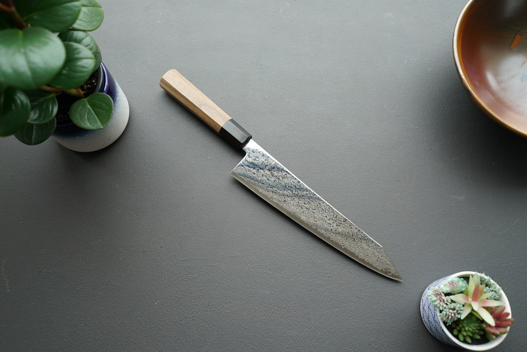 Hatsukokoro Sunaarashi Kurozome Damascus Kiritsuke Gyuto 240mm - Thecooksedges