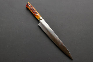 Takeshi Saji VG10 Rainbow Damascus Sujihiki 240mm - Thecooksedges