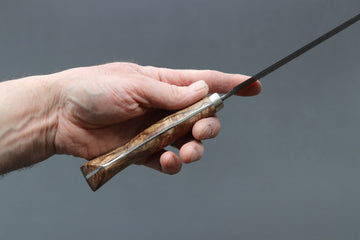 Shigeki Tanaka R2 Damascus Nakiri 170mm w/Custom Western Birch - Thecooksedges