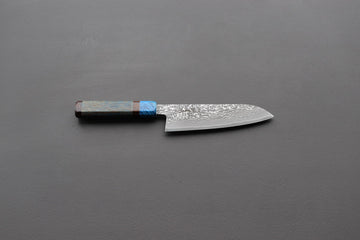 Shigeki Tanaka R2 Damascus Santoku 180mm w/Custom Handle - Thecooksedges