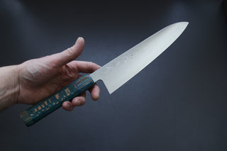 Shigeki Tanaka Migaki Aogami#2 Gyuto 210mm w/Custom Handle - Thecooksedges