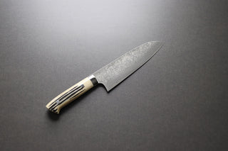 Takeshi Saji R2 Damascus Santoku 180mm Staghorn handle - Thecooksedges