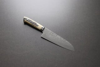 Takeshi Saji R2 Damascus Santoku 180mm Staghorn handle - Thecooksedges