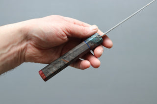 Sukenari ZDP189 Damascus petty 165mm w/Custom Handle - Thecooksedges