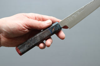 Sukenari ZDP189 Damascus petty 165mm w/Custom Handle - Thecooksedges