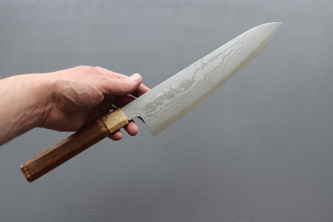 Shigeki Tanaka VG10 Damascus Gyuto 240mm w/Custom Handle - Thecooksedges