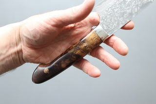 Takeshi Saji R2 Damascus Kiritsuke 240mm w/Ironwood Handle - Thecooksedges