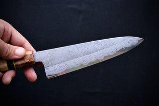 Yoshikazu Tanaka White#1 Damascus Gyuto 210mm w/Curly Maple Handle - Thecooksedges
