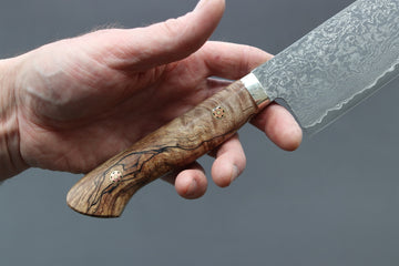 Shigeki Tanaka R2 Damascus Nakiri 170mm w/Custom Western Birch - Thecooksedges