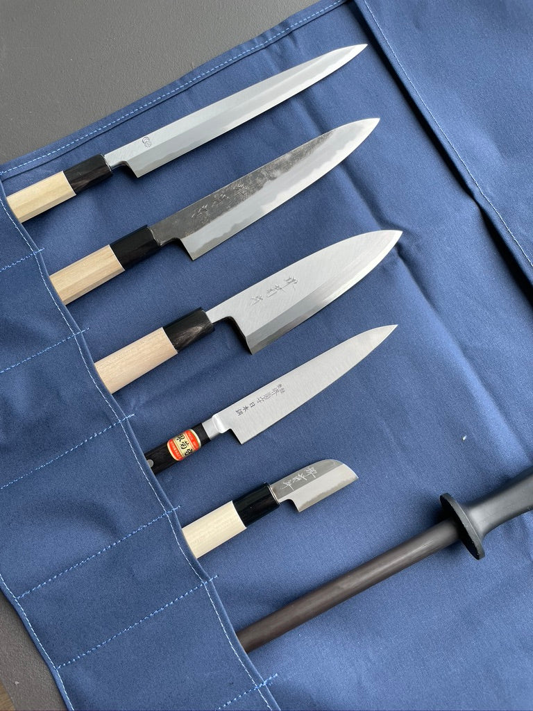 Sakai Kikumori Knife Roll Navy - Thecooksedges