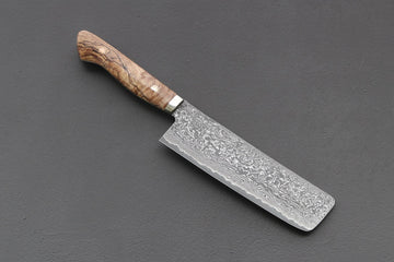 Shigeki Tanaka R2 Damascus Nakiri 170mm w/Custom Western Birch - Thecooksedges