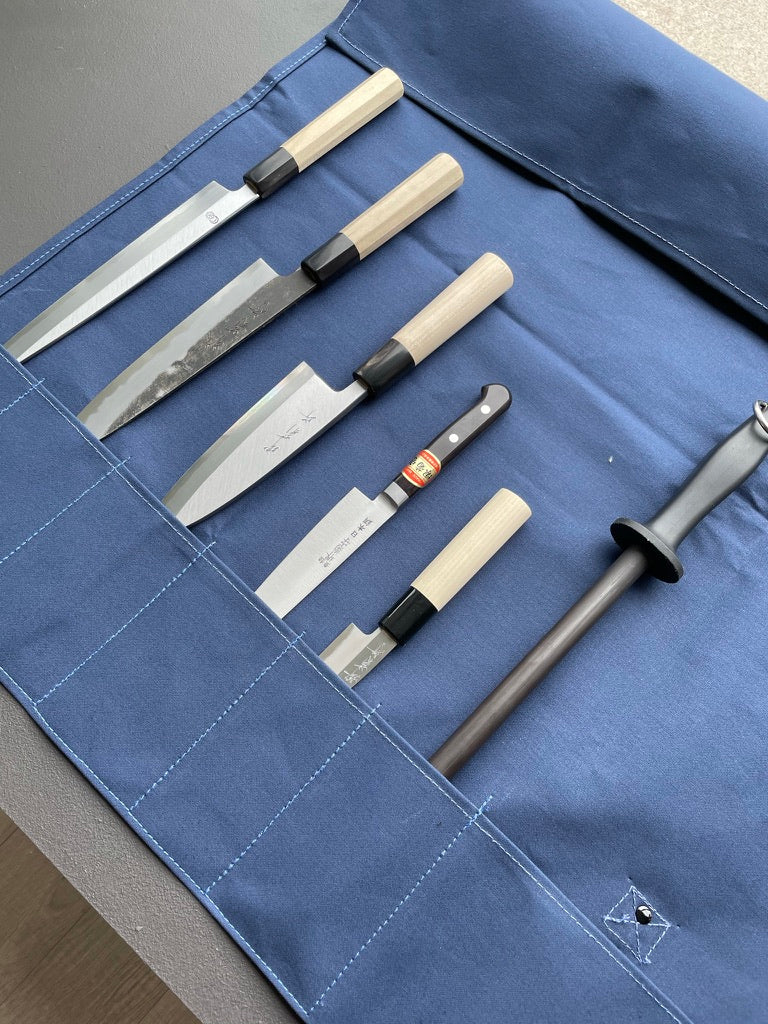 Sakai Kikumori Knife Roll Navy - Thecooksedges