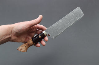 Shigeki Tanaka R2 Damascus Nakiri 170mm w/Custom Western Acrylic/Birch Handle - Thecooksedges