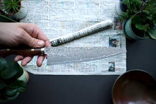 Shigeki Tanaka R2 Damascus Gyuto 210mm Western Ironwood - Thecooksedges