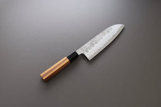 Hatsukokoro Inazuma AS Damascus Santoku 170mm - Thecooksedges