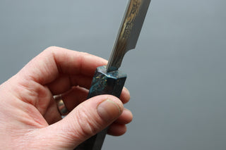 Sukenari ZDP189 Damascus petty 165mm w/Custom Handle - Thecooksedges